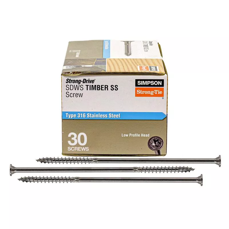 .276 " x 10 " Strong-Tie SDWS271000SS-R30 Timber Screws - 316 Stainless Steel, Pkg 30