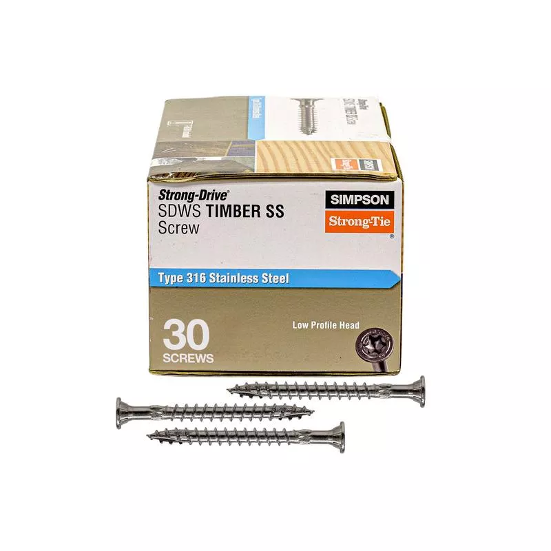 .276 " x 4 " Strong-Tie SDWS27400SS-R30 Timber Screws - 316 Stainless Steel, Pkg 30