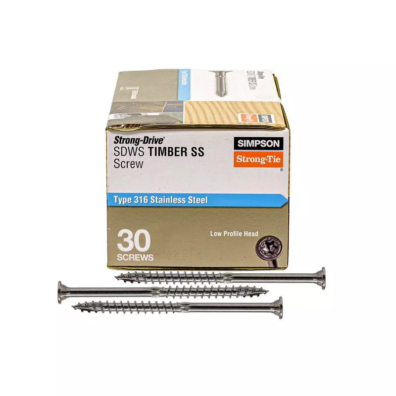 .276 " x 6 " Strong-Tie SDWS27600SS-R30 Timber Screws - 316 Stainless Steel, Pkg 30
