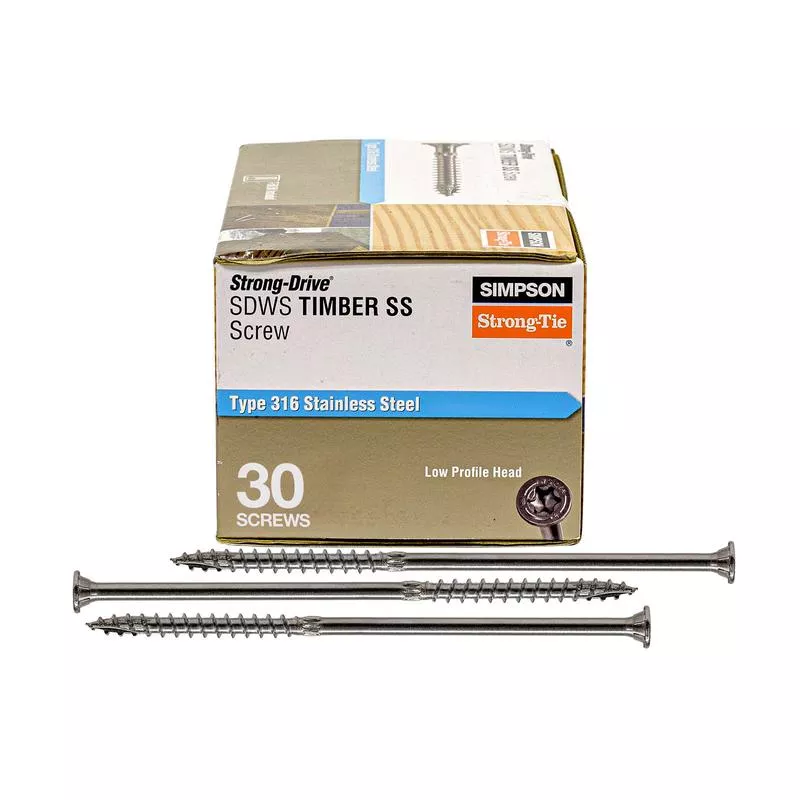 .276 " x 8 " Strong-Tie SDWS27800SS-R30 Timber Screws - 316 Stainless Steel, Pkg 30
