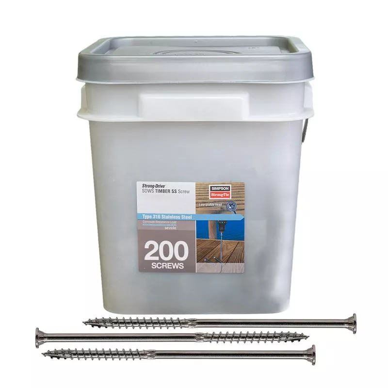 .276 " x 8 " Strong-Tie SDWS27800SS Timber Screws - 316 Stainless Steel, Pkg 200