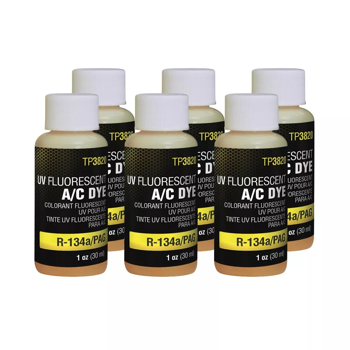 (6) 1 oz (30 ml) R-134a/PAG bottles, services up to 24 vehicles TRATP3820-1P6 Tracer Products