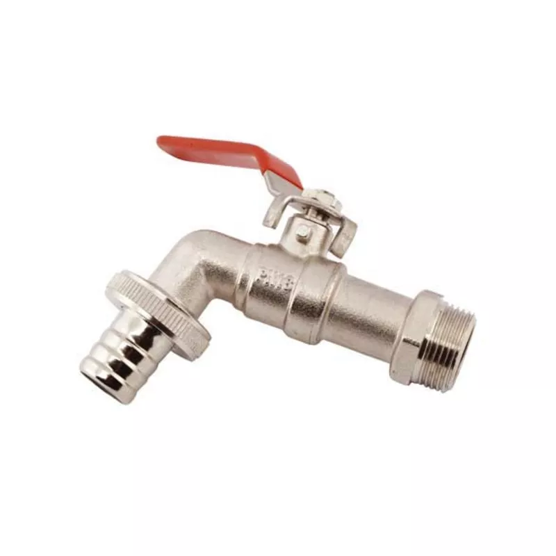 " Brass Ball bib tap with Stainless Steel handle, " male thread x 19mm hose tail