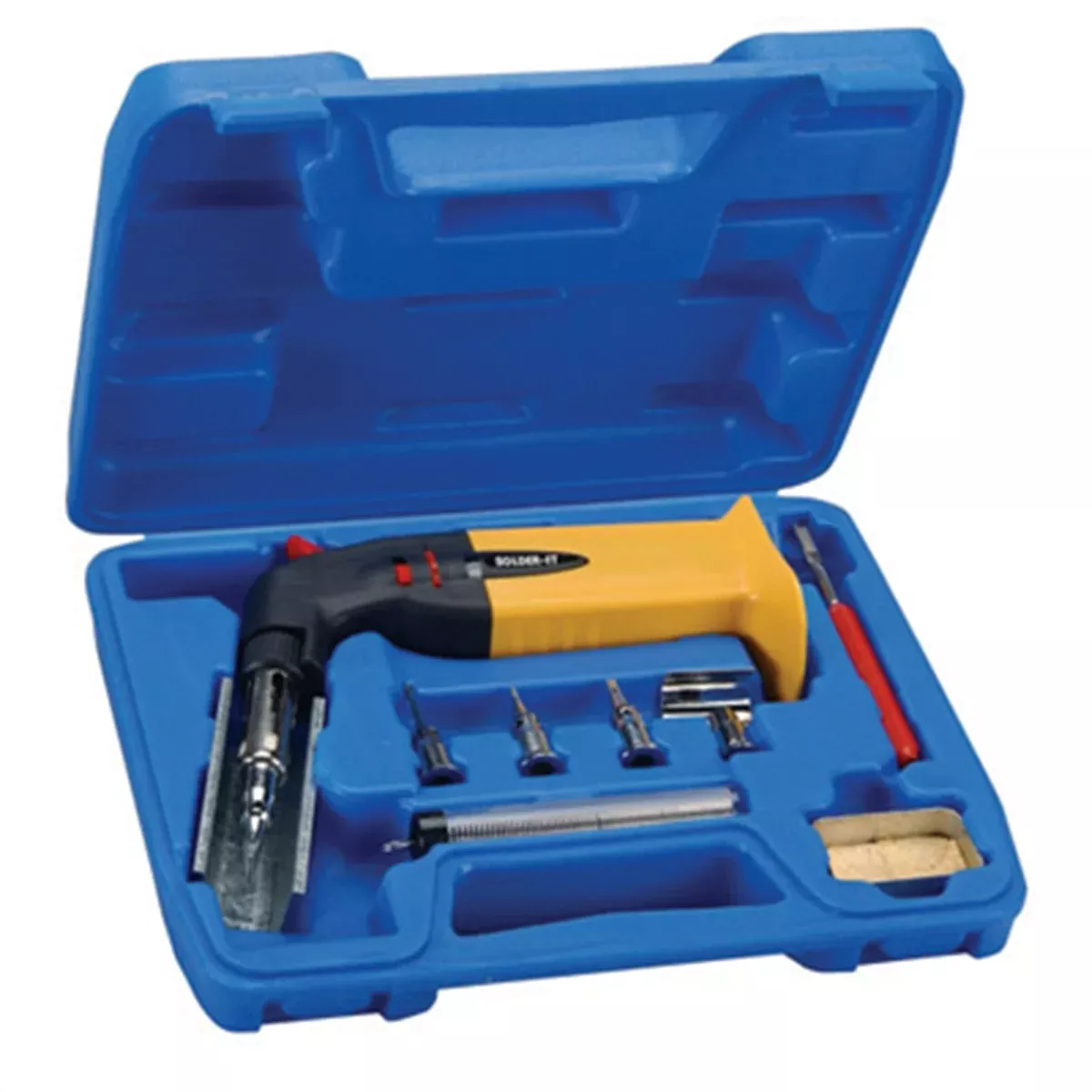Butane Torch Kit, Flat Base, with Soldering Tips, Solder, Sponge, Wire Brush, in Storage Case SOIES670CK Solder-it